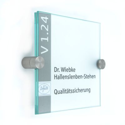 Türschild VITRUM K , Glasschild, Büroschild, Doppelglasschild